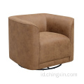 Round Barrel Chairs Putar Glider Dalam Kain Accent Kain Abu-abu